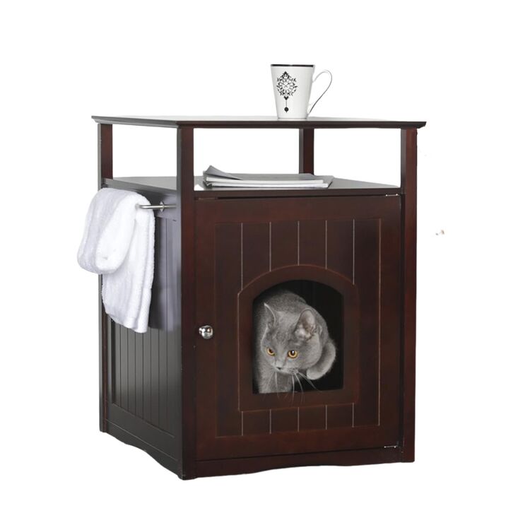 Hidden Litter Box Nightstand Cabinet