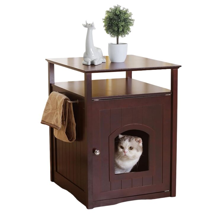 Hidden Litter Box Nightstand Cabinet