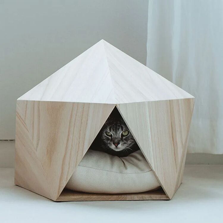 Triangular Entry Lightweight Wooden Pet House