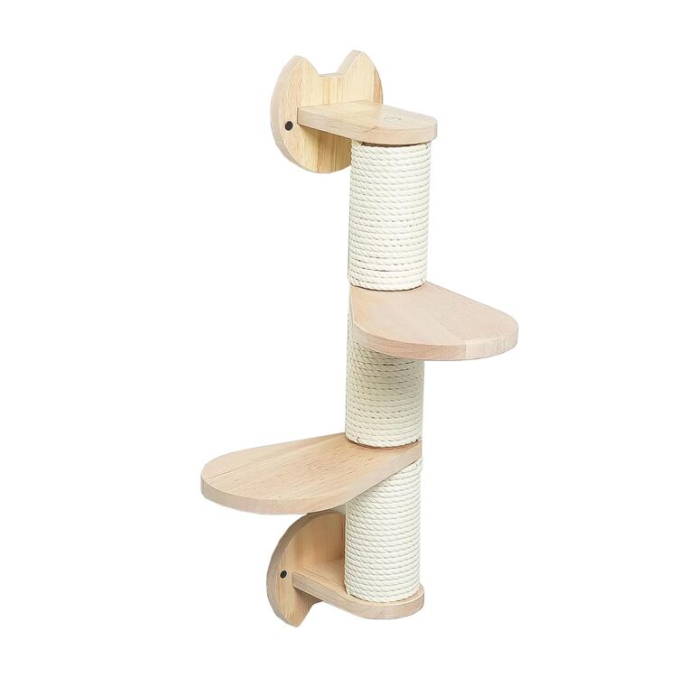 Wall-Mounted Cat Climbing Shelf with Jute Scratching Post