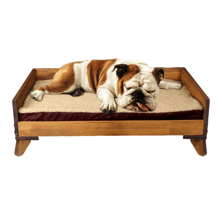 Elevated Wooden Dog Bed Frame with Comfort Foam Mattress