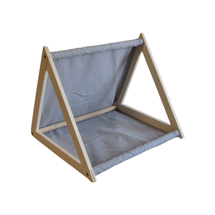Modern Triangular Wooden Pet Bed with Soft Tent Design
