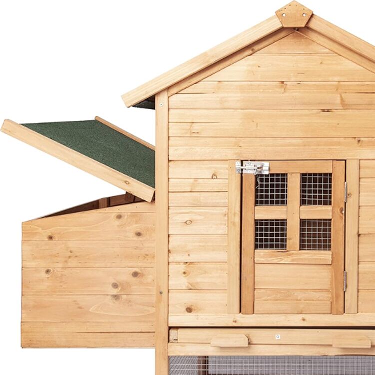 Wooden Chicken Coop with Nesting Box and Removable Tray