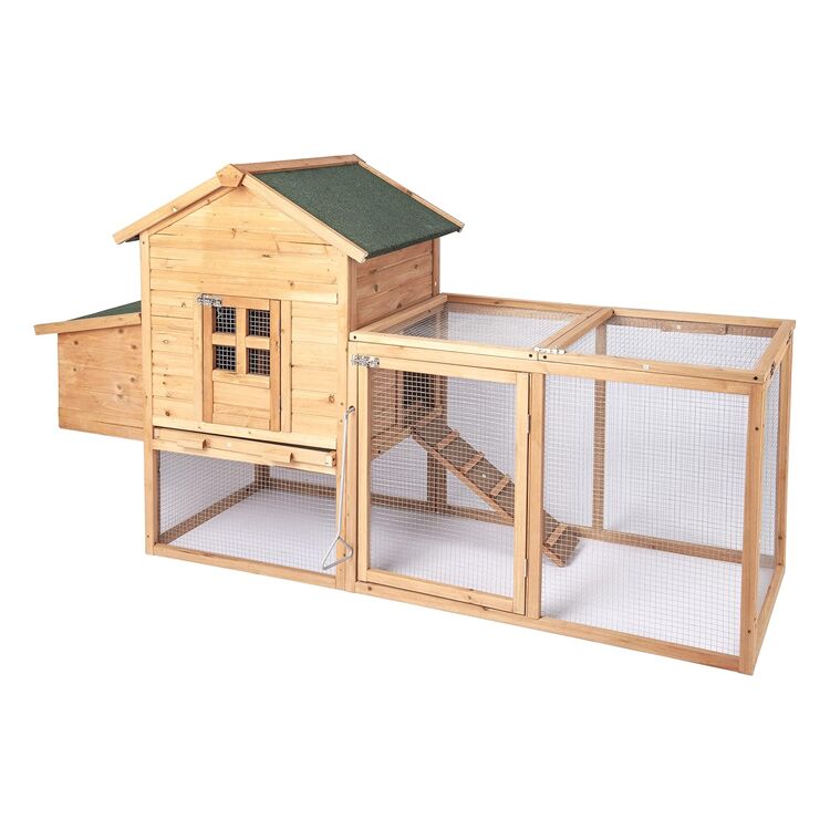 Wooden Chicken Coop with Nesting Box and Removable Tray