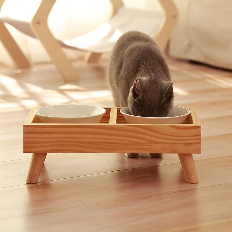 Dog Bowl Stand Wood 368203127mm