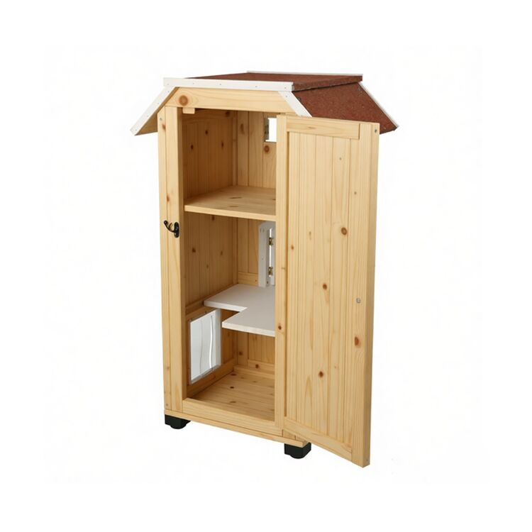 3-Story Outdoor Weatherproof Wooden Cat House with Asphalt Roof - Image 3