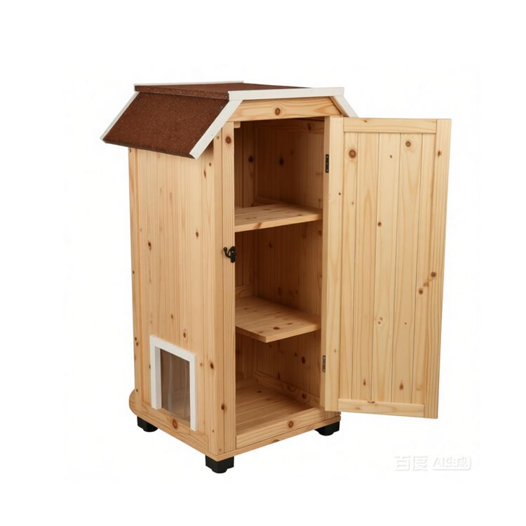 Fir Wood Outdoor Cat House For Multiple Cats 56×59×94cm