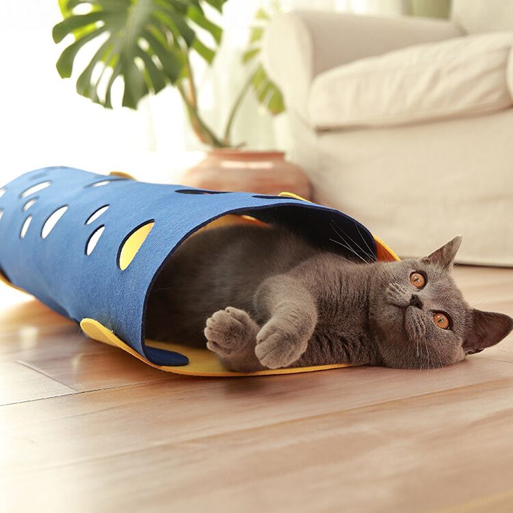 Foldable Felt Cat Tunnel with Peek Holes